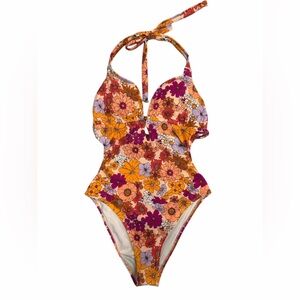 SHADE & SHORE FLORAL MONOKINI LOWEST COVERAGE COLORFUL Swim Size Medium 8 10